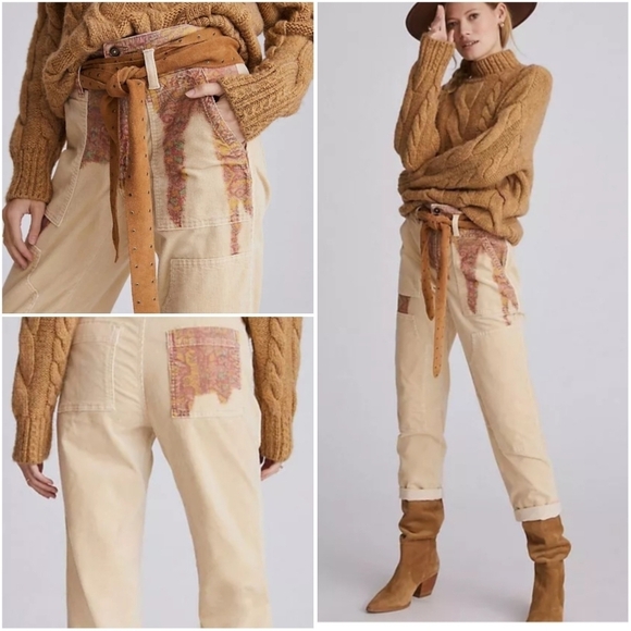 PILCRO ANTHROPOLOGIE WANDERER HIGH RISE UTILITY BOHO CORDUROY PANT SIZE 31 EUC